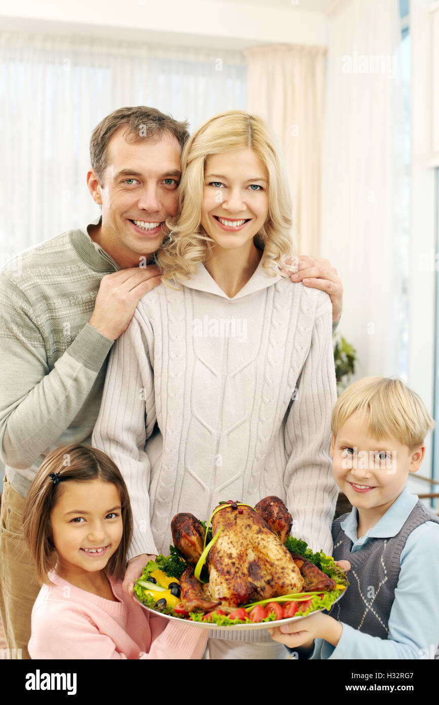 Familie an Thanksgiving Stockfoto