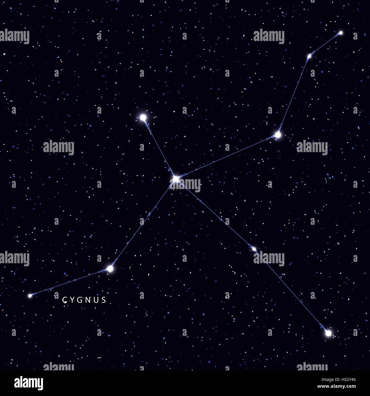 Sky-Map mit dem Namen der Sterne und Sternbilder. Stock Vektor