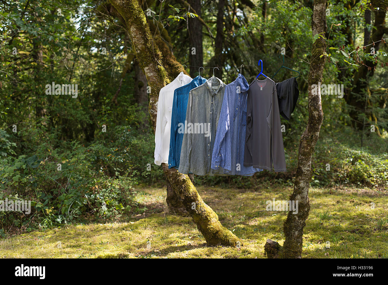 Wäsche trocknen außerhalb Stockfoto