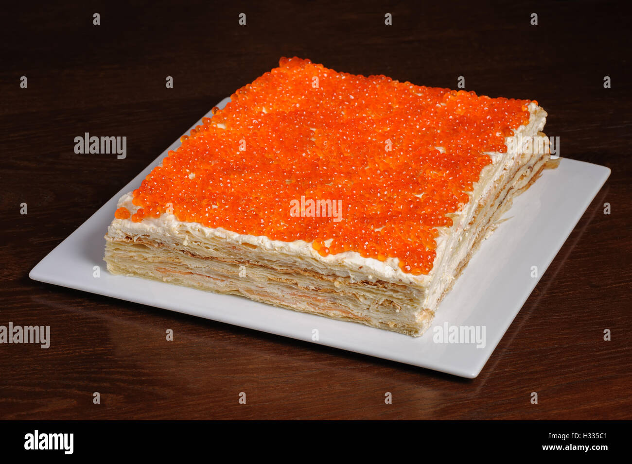 roter Kaviar-Torte Stockfoto
