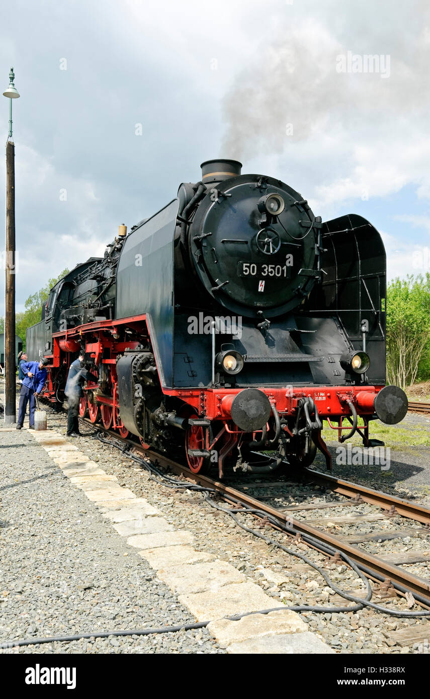 Klasse 50 Dampf Lok Nr. 50 3501 bei der deutschen Dampf Lok Museum, Neuenmarkt, Franken, Bayern Stockfoto