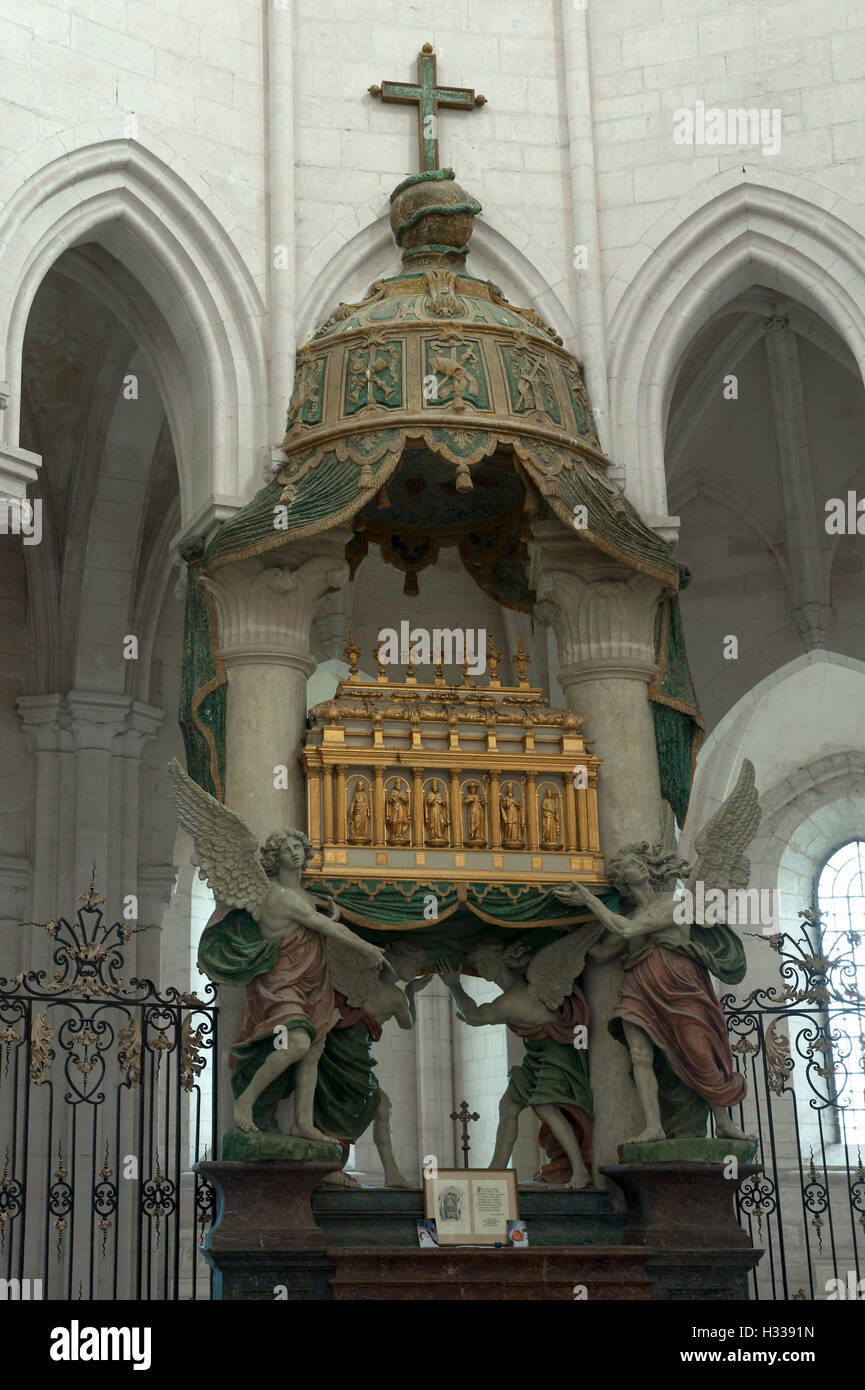 18. Jahrhundert Altar, Zisterzienser Abtei von Pontigny, L'Abbaye de Pontigny, Burgund, Frankreich Stockfoto