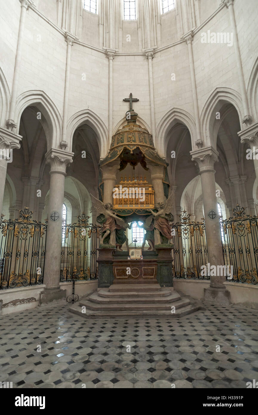 Altar der Zisterzienser-Abtei von Pontigny, L'Abbaye de Pontigny, Burgund, Frankreich Stockfoto