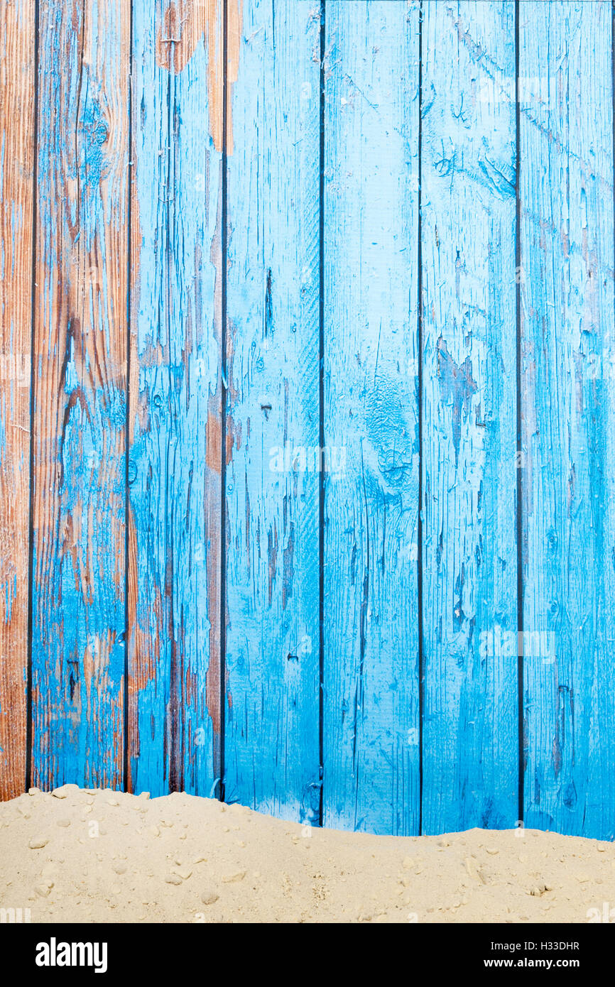 Sand und Vintage Holzwand Stockfoto