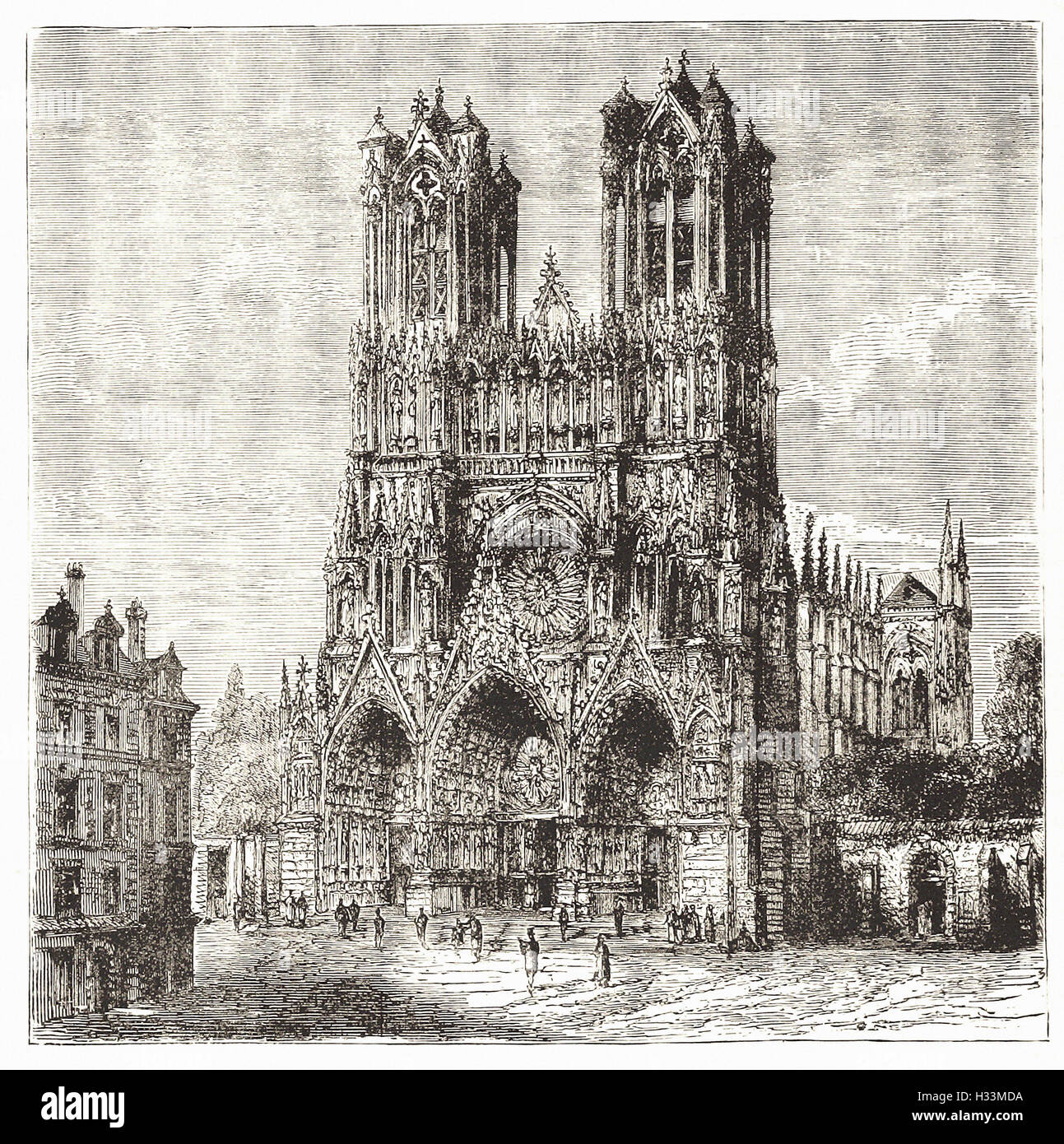 DIE Kathedrale Reims - aus "Cassell es illustrierte Universal-Historie - 1882 Stockfoto