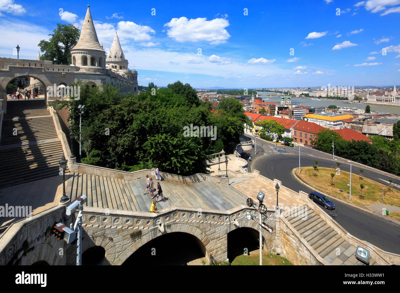 Touristenattraktion Fischerbastei Auf Dem Burghuegel von Buda in Budapest, Mittelungarn, Ungarn Stockfoto