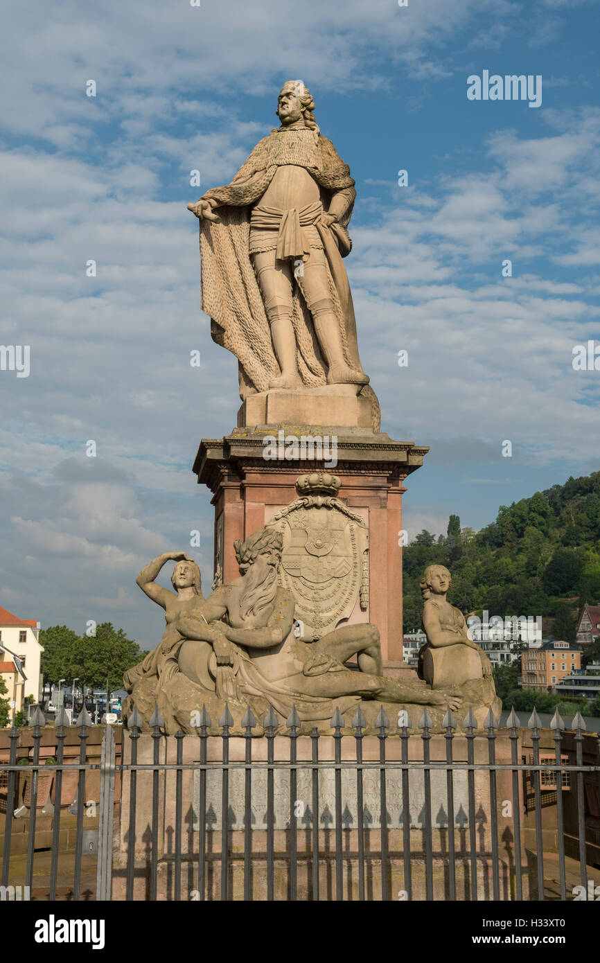 Karl Theodor Statue, Heidelberg, Baden-Württemberg, Deutschland Stockfoto