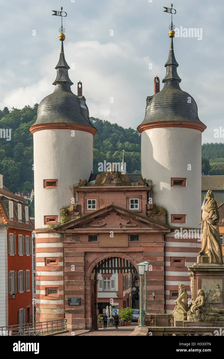 Bruckentor, Karl Theodor Brucke, Heidelberg, Baden-Württemberg, Deutschland Stockfoto