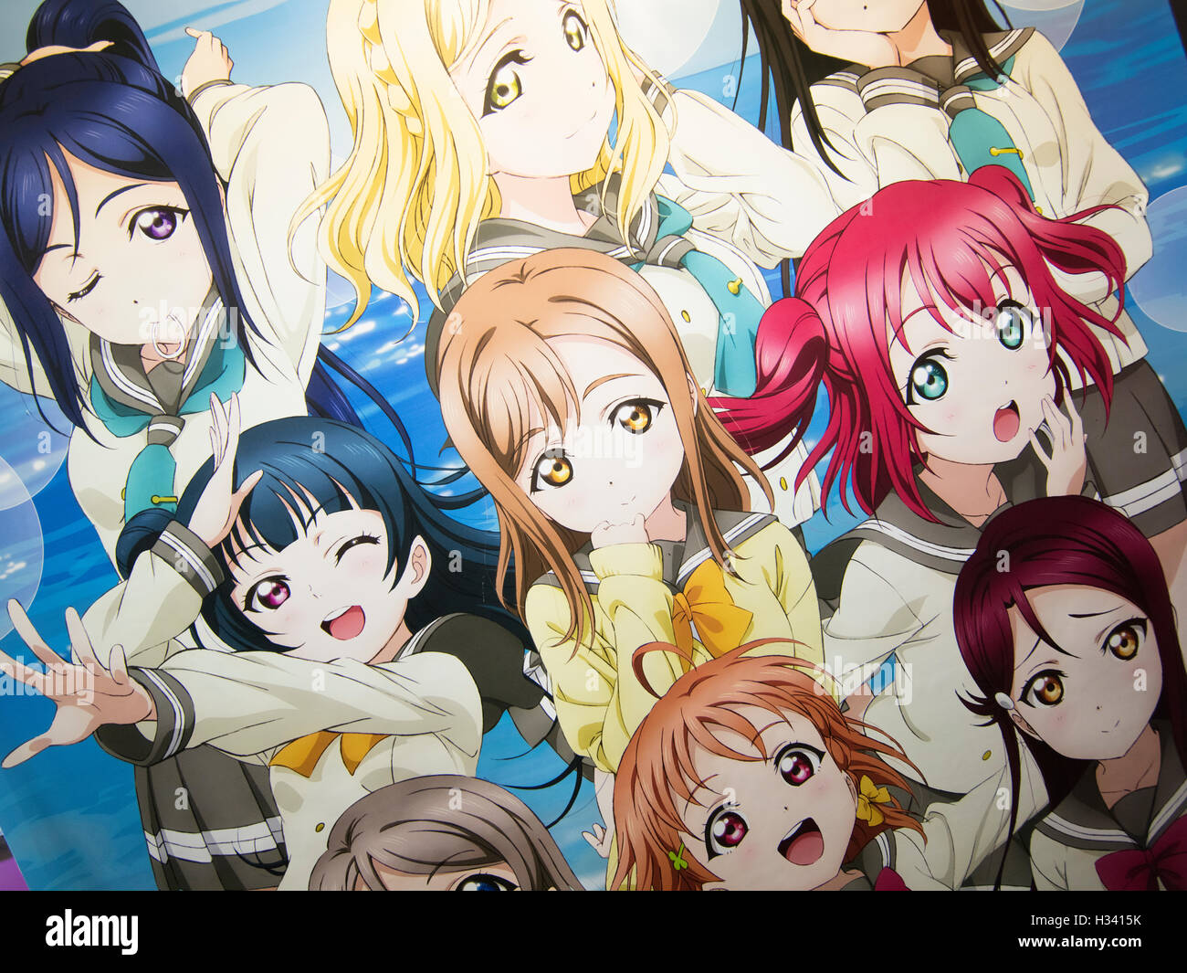 Manga-Plakate in Akihabara Electric District, Tokyo, Japan Stockfoto