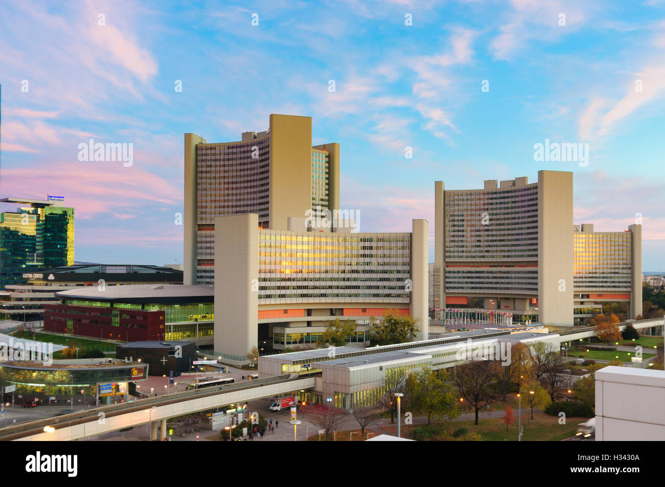 Wien, Wien: Vienna International Centre (UNO City), 22., Wien, Österreich Stockfoto