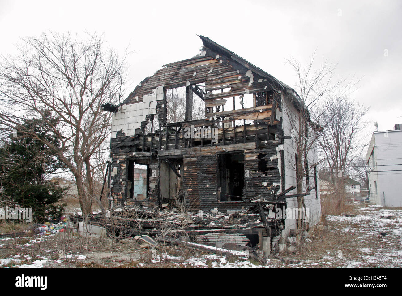 Ausgebrannt Verfallenes Haus In Detroit Michigan Usa Stockfoto