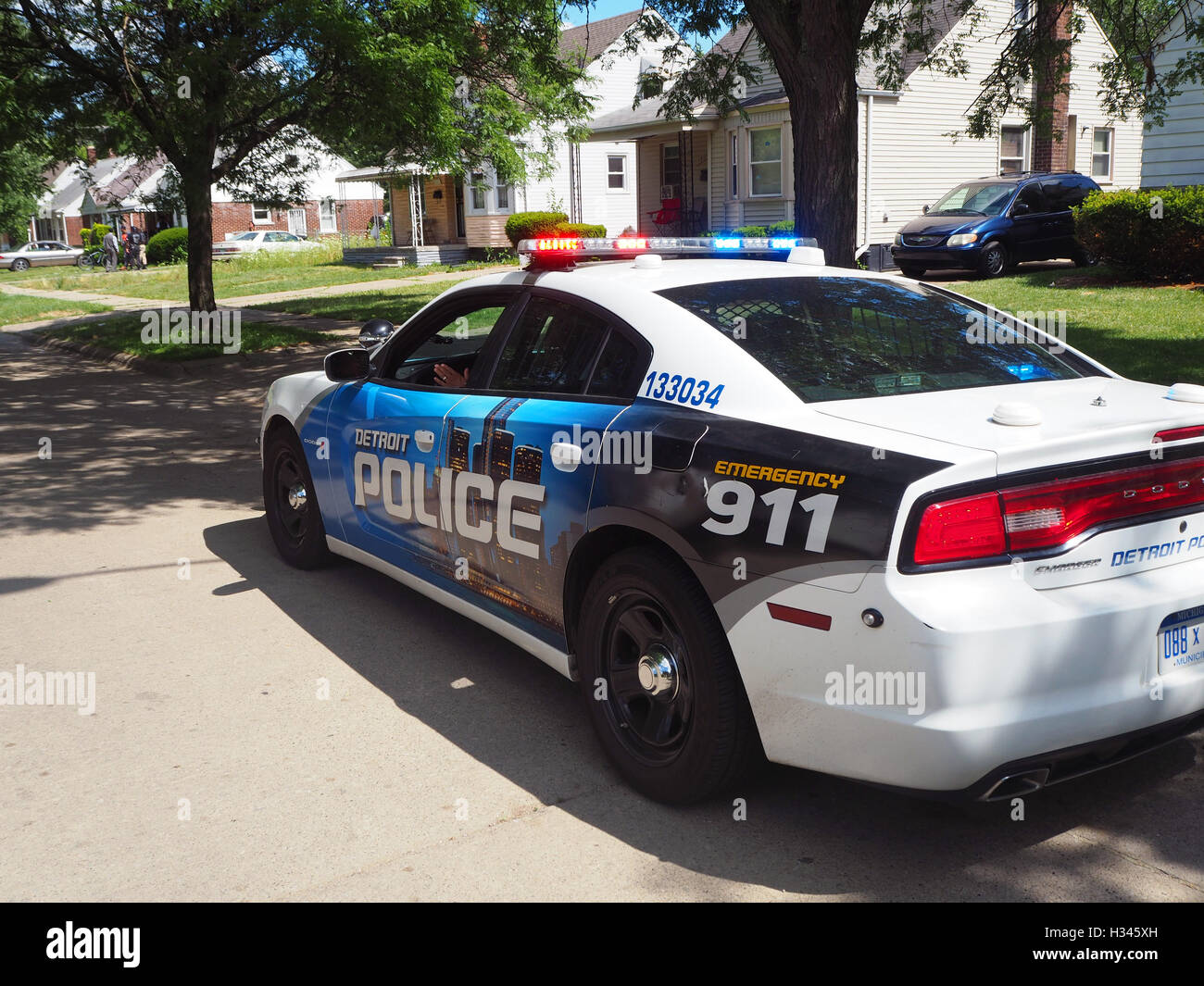 Detroit Police Department Auto am Unfallort ein Mord, Detroit, MIchigan, USA Stockfoto