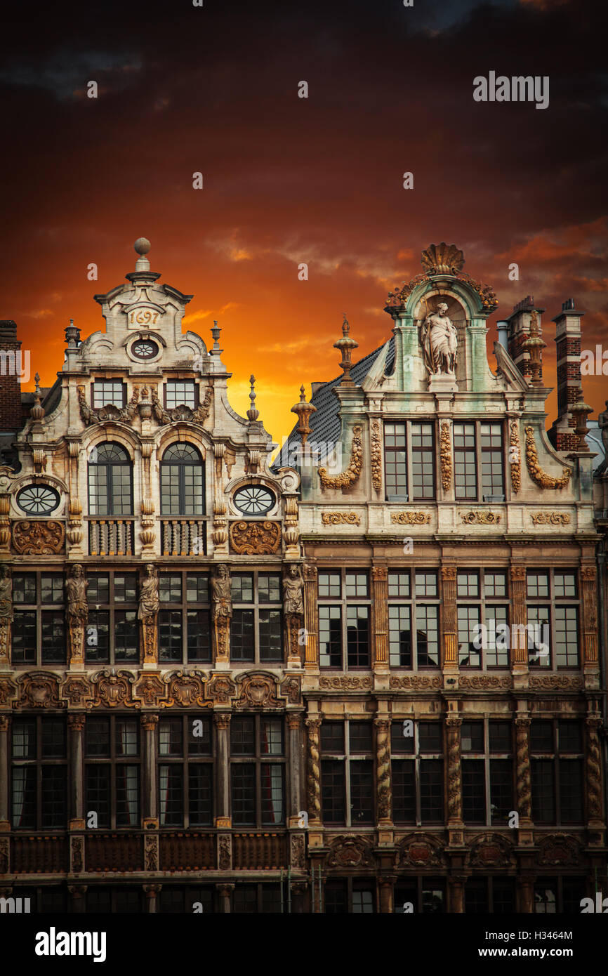 Brüssel Grand Place. Am Abend in der alten Stadt in Europa Stockfoto