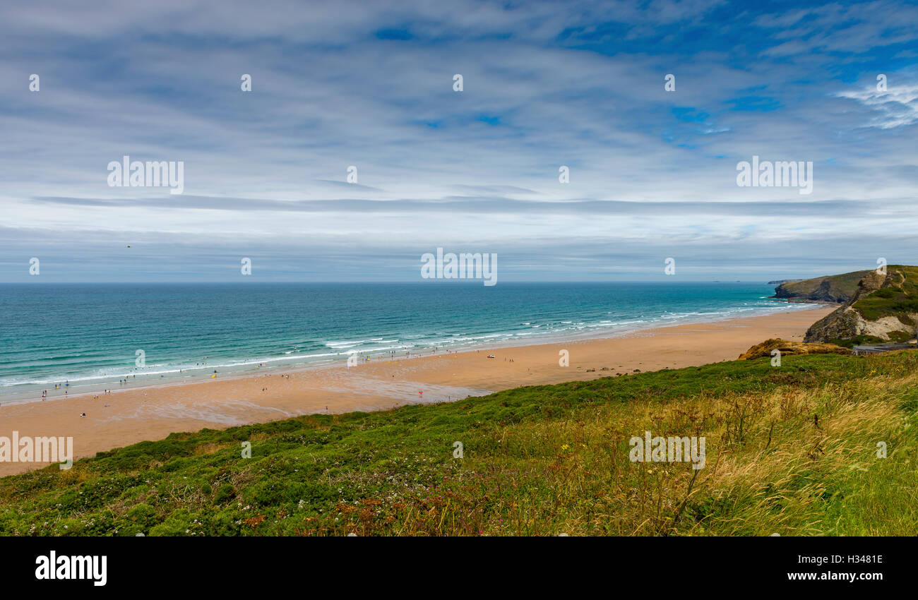 Watergate-Strand und die Bucht, Cornwall, UK Stockfoto