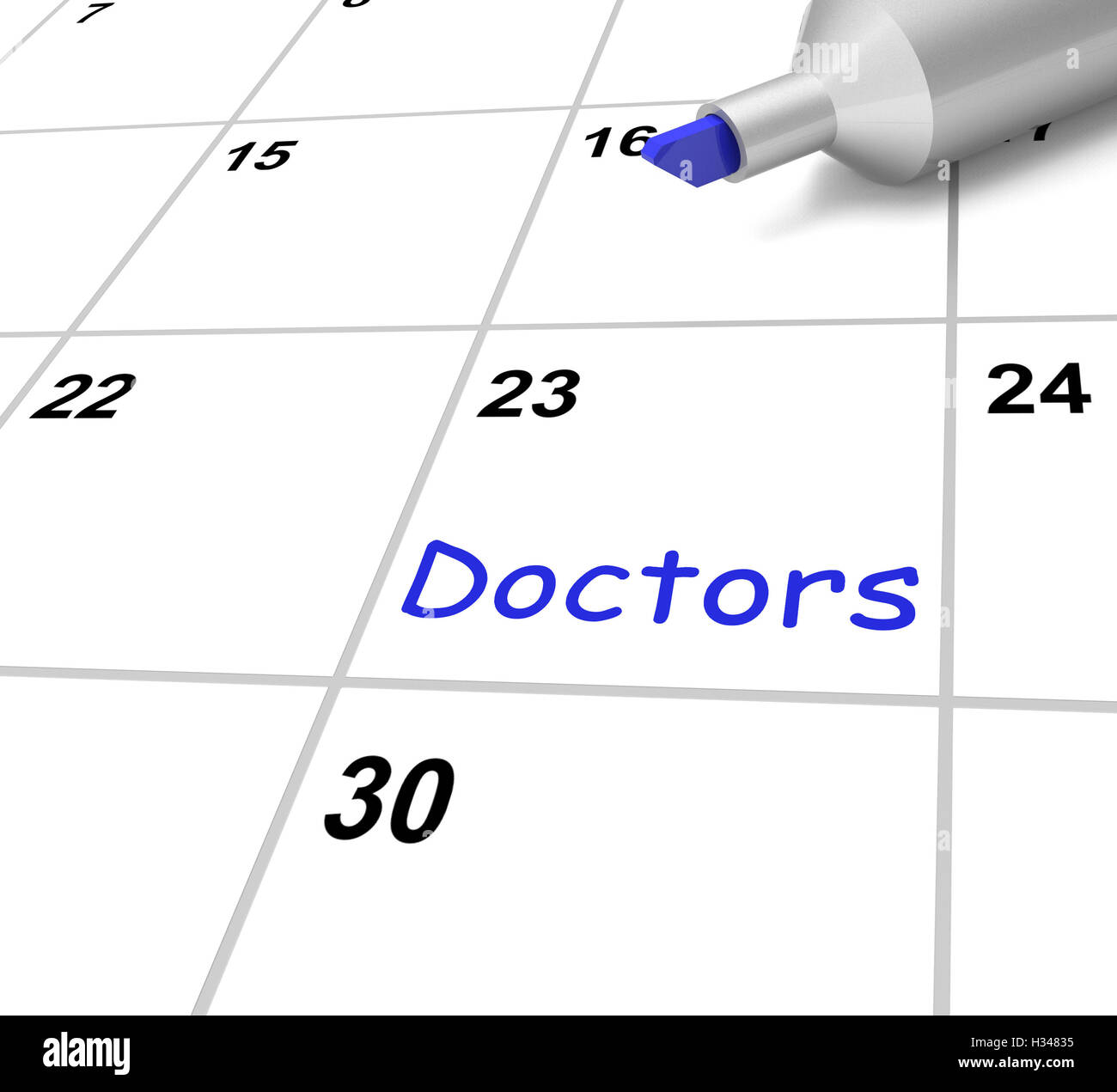 Ärzte Kalender bedeutet Vorsorgeuntersuchung und Gesundheitsberatung Stockfoto