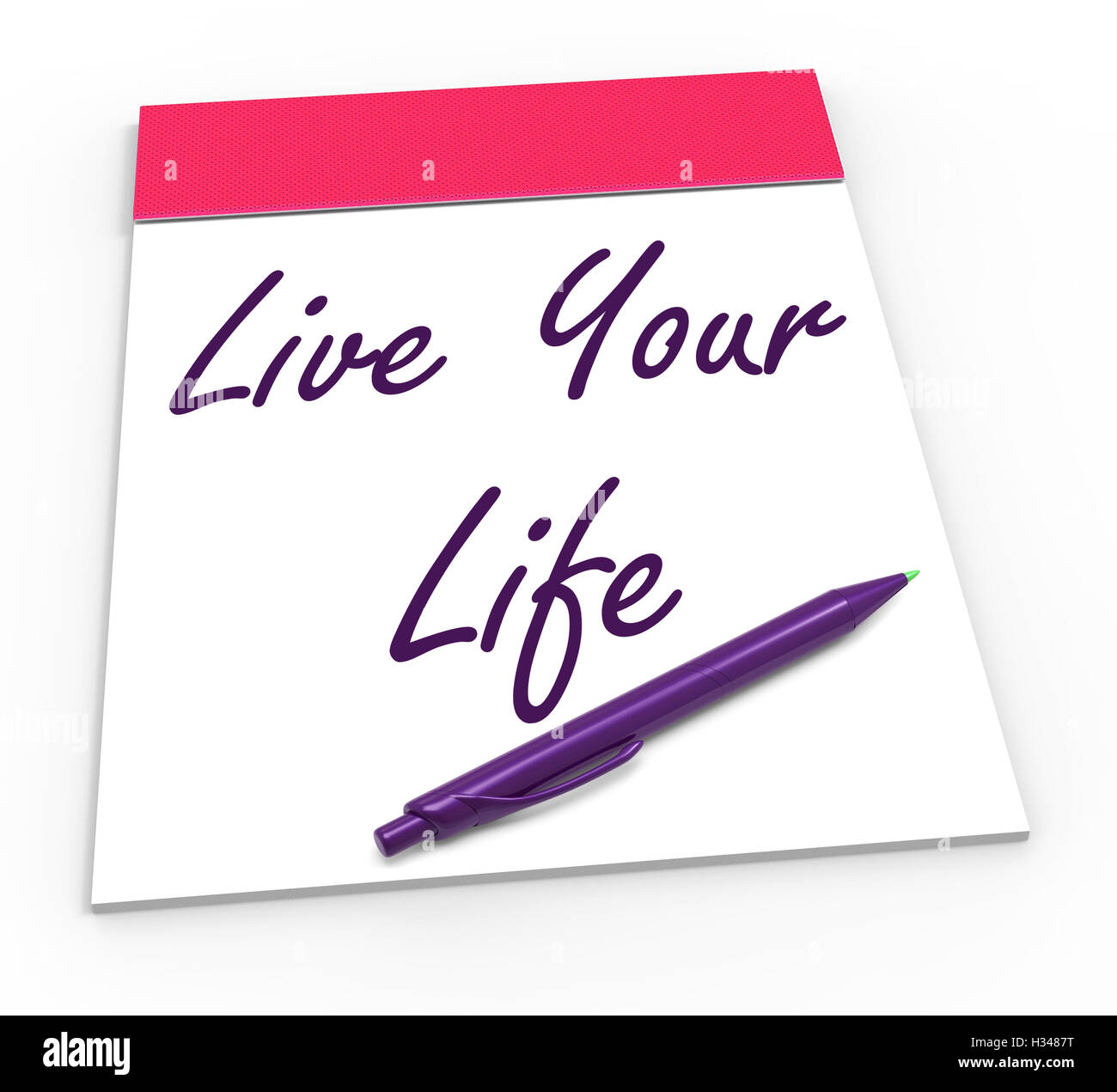 Leben umarmen Ihr Leben Notepad zeigt alles und Potenzial Stockfoto