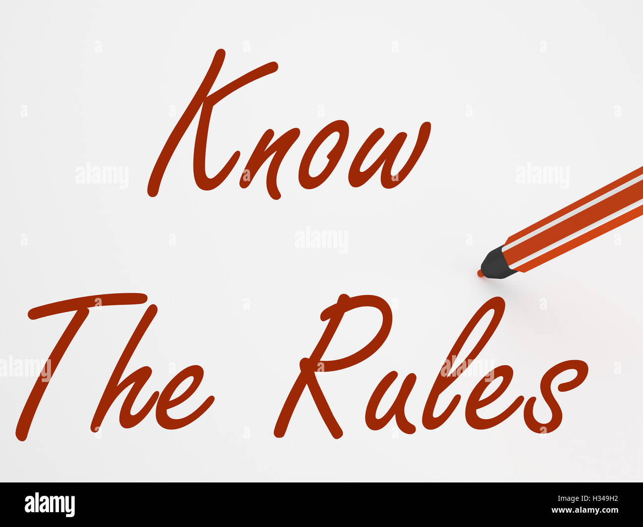 Kennen Sie die Regeln auf Whiteboard Mittel Regelungen und besondere Bedingungen Stockfoto