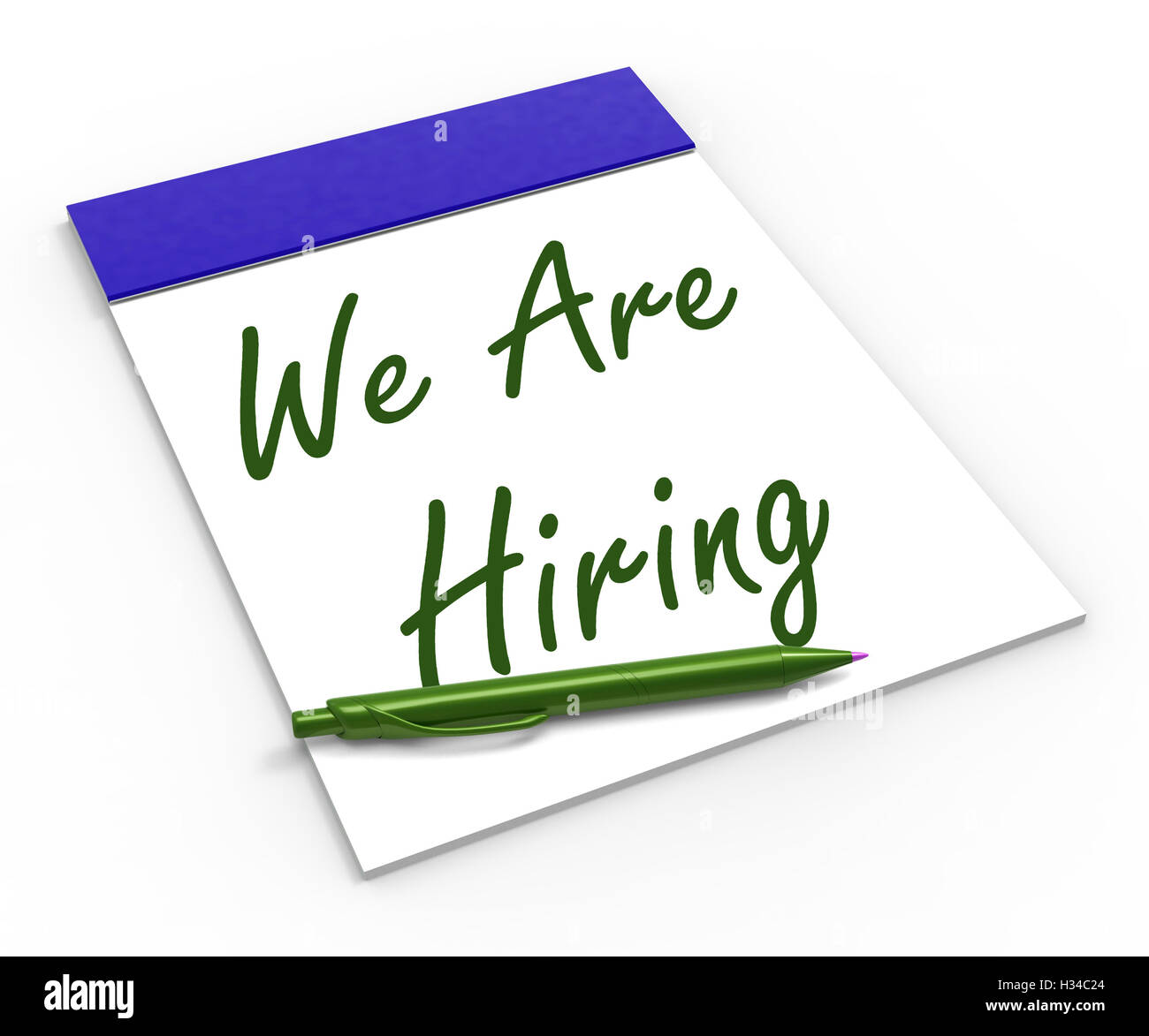 Wir suchen Notebook zeigt Beschäftigung Rekrutierung oder Personal Stockfoto