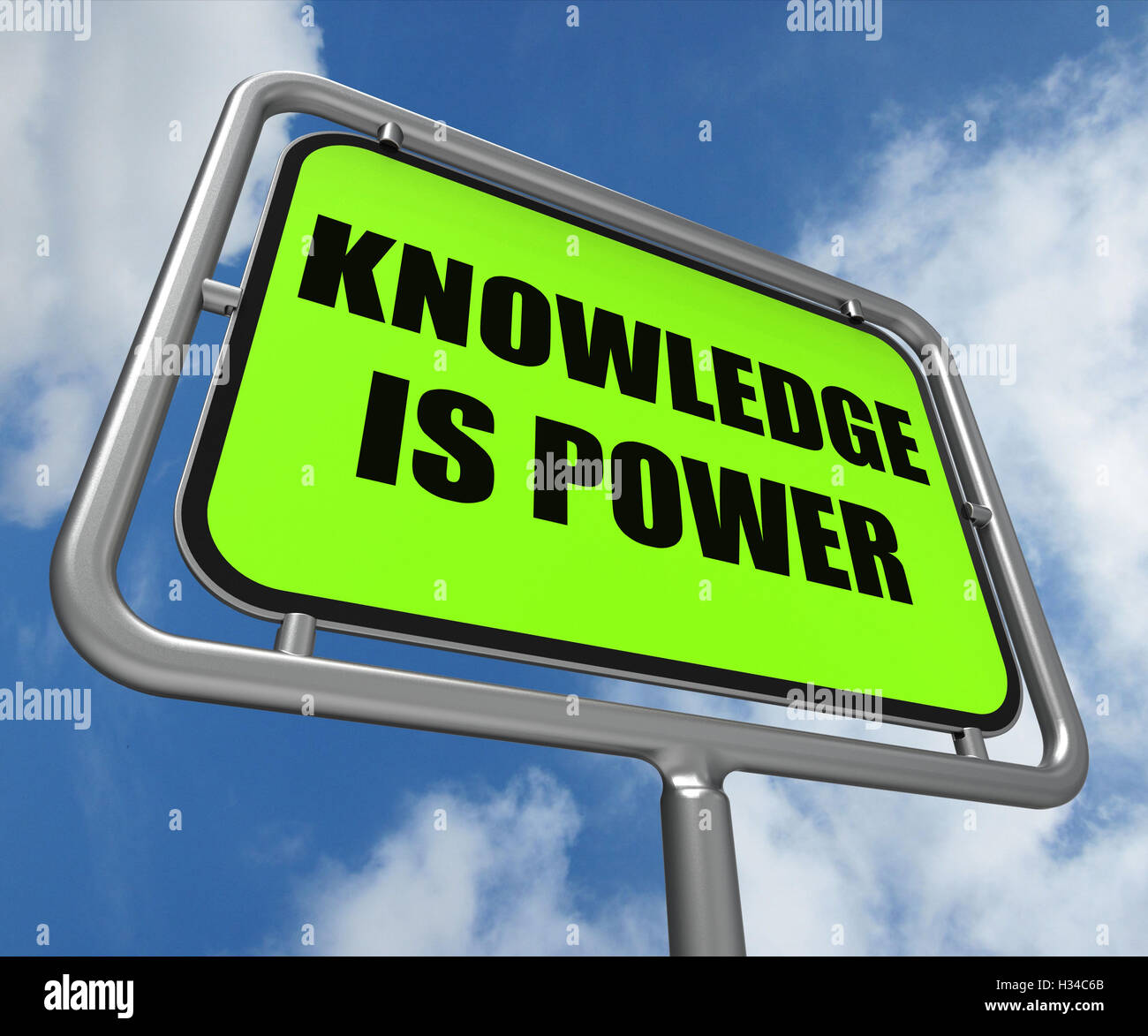 Wissen ist macht Zeichen steht für Erziehung und Entwicklung Stockfoto
