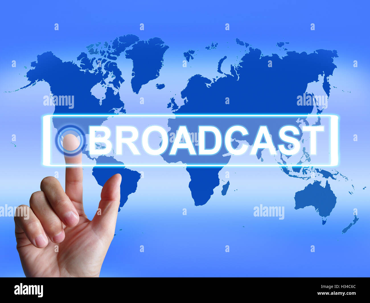 Broadcast-Karte zeigt internationale Ausstrahlung und Übertragung Stockfoto