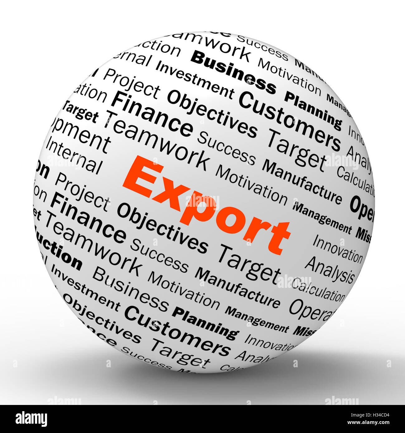 Exportieren Sie Kugel Definition zeigt im Ausland Verkauf und Export Stockfoto