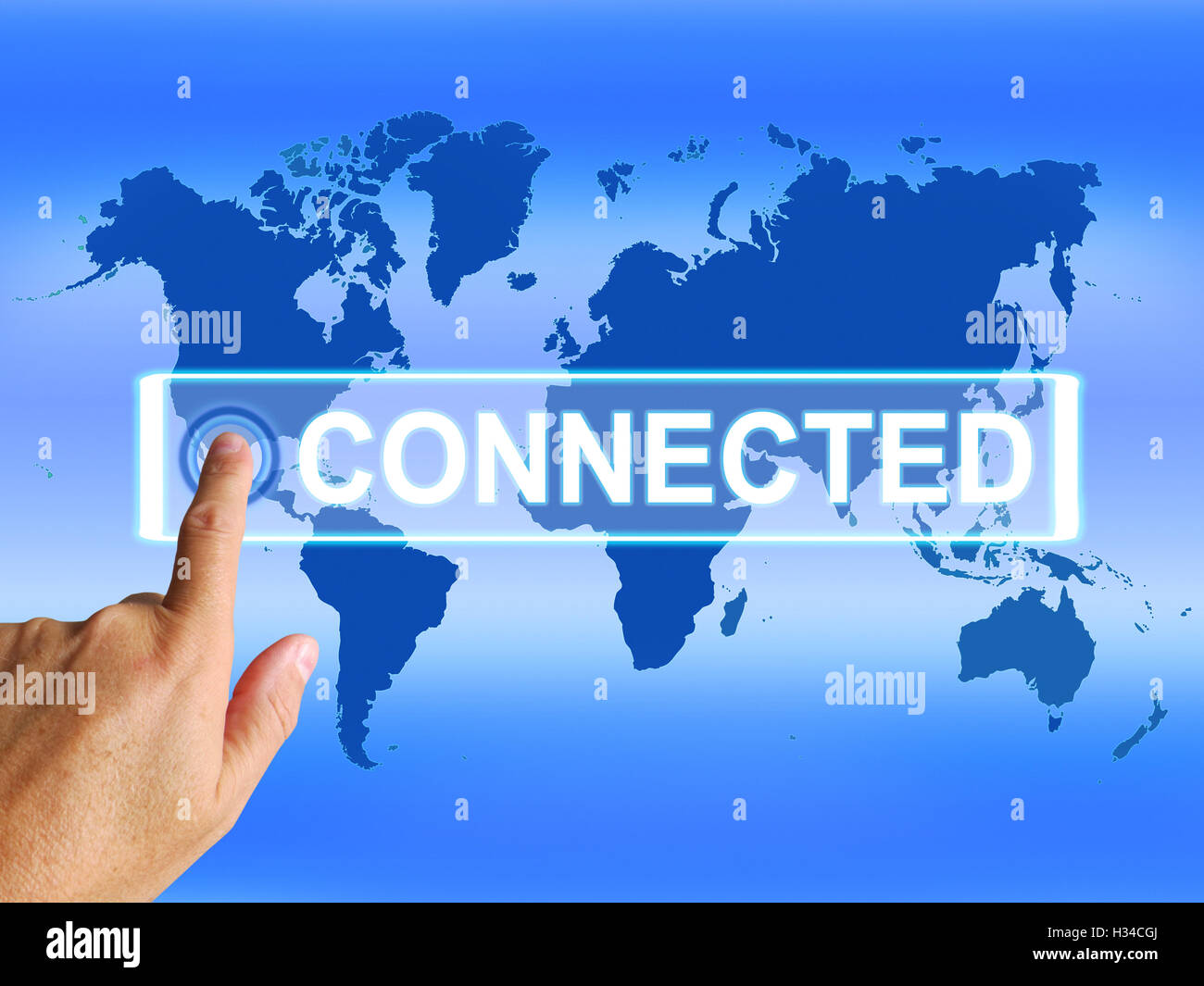 Angeschlossenen Karte zeigt Networking verbinden und Internet Kommunikations- Stockfoto
