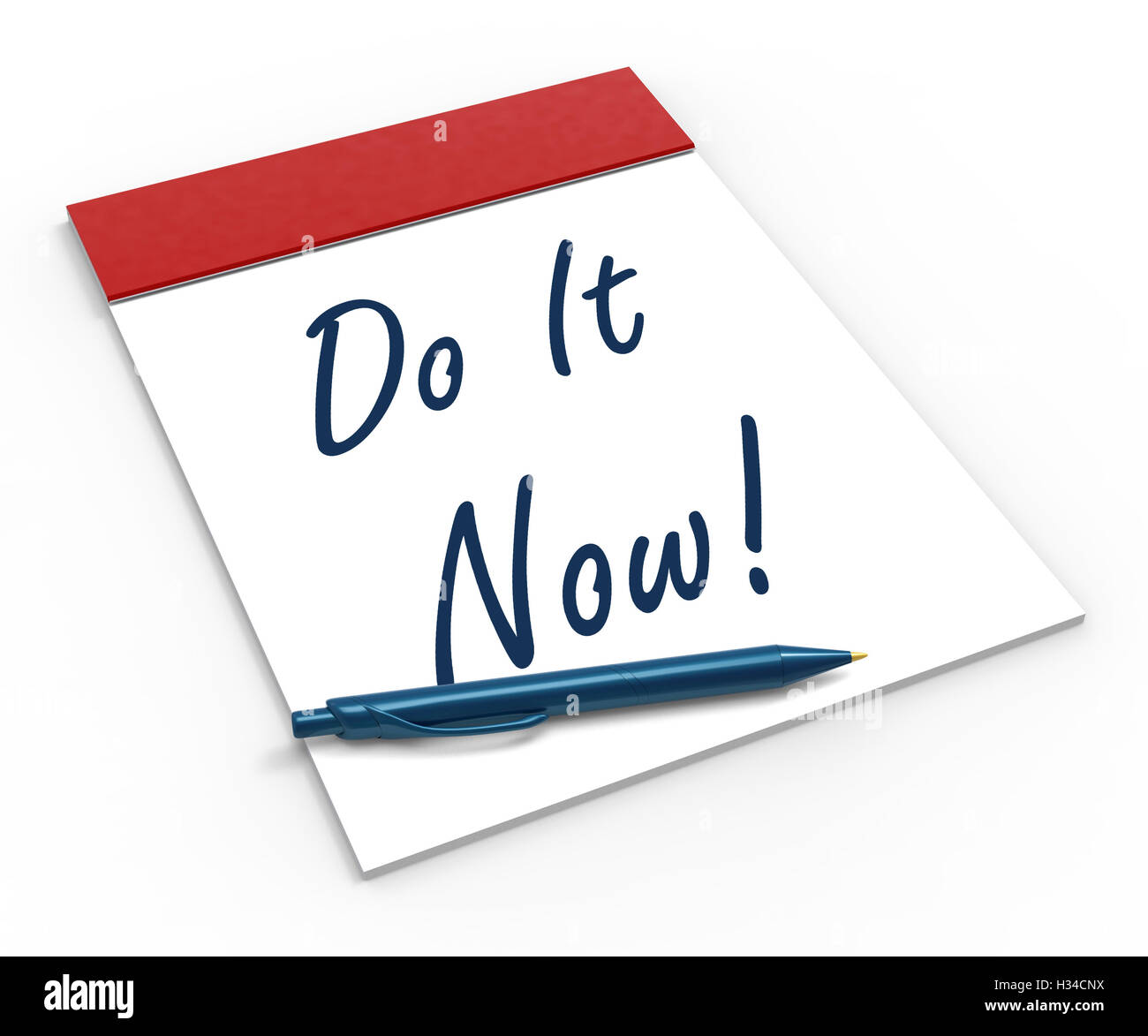 Tun Sie es jetzt! Notebook zeigt Motivation oder Dringlichkeit Stockfoto