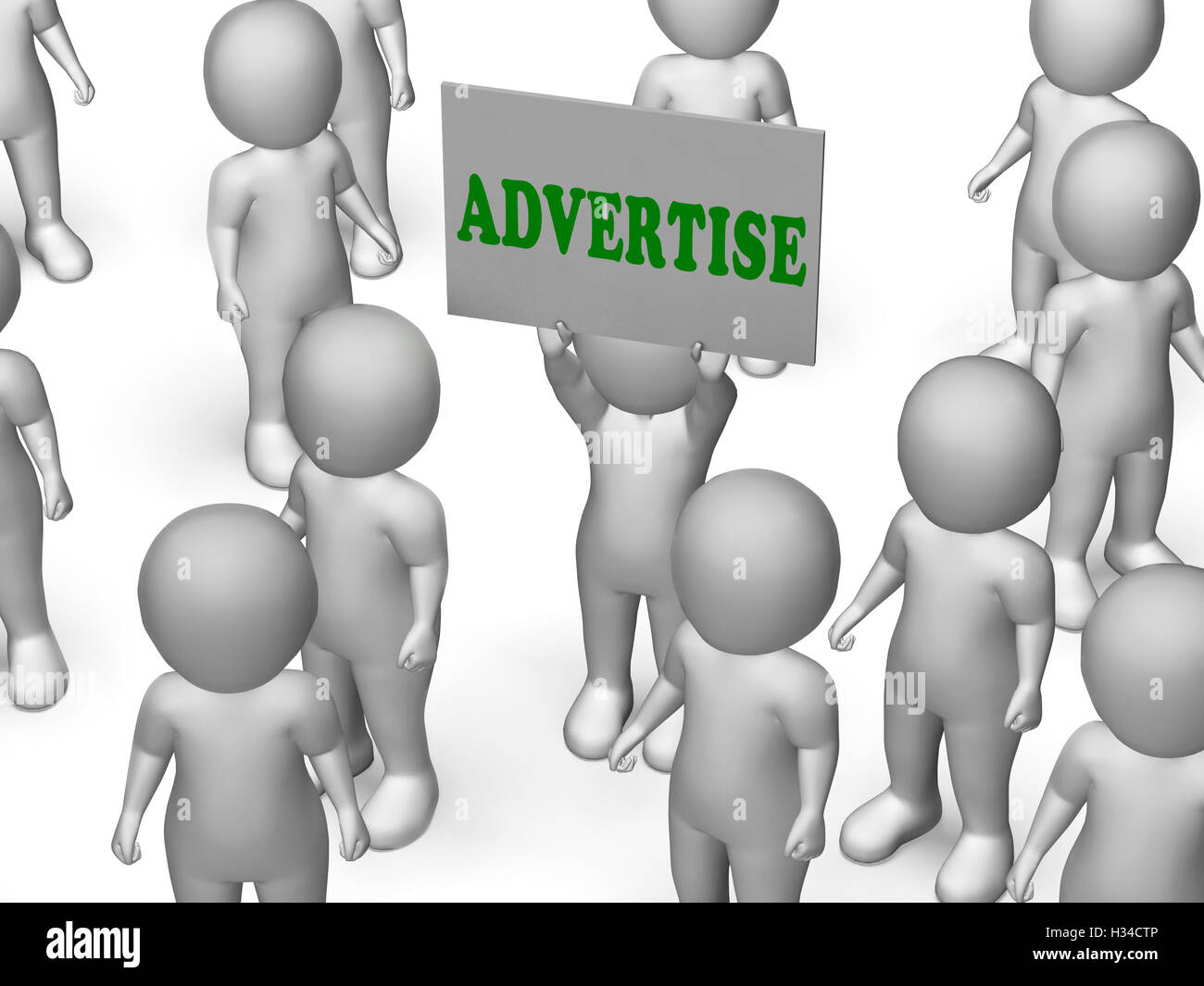 Werbung Board Charakter bedeutet Marketing-Strategie oder Business A Stockfoto