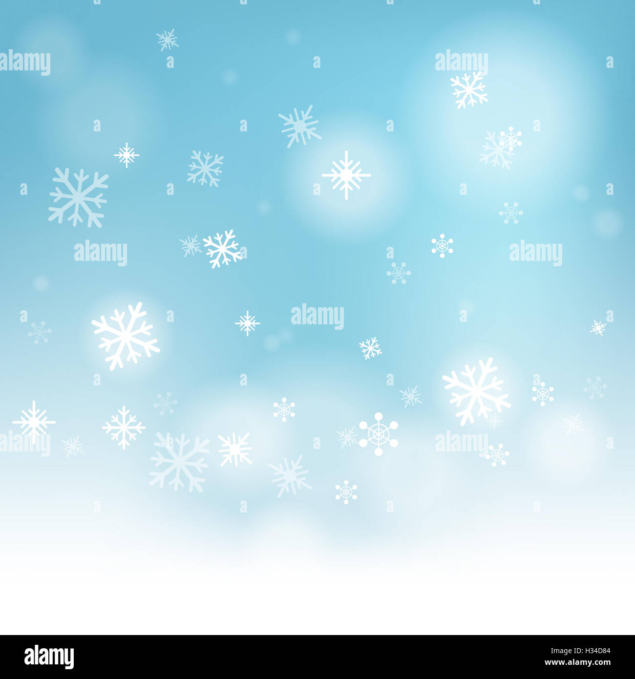 Snow Flakes Hintergrund zeigt Wintersaison oder gefrorenes Wasser Stockfoto