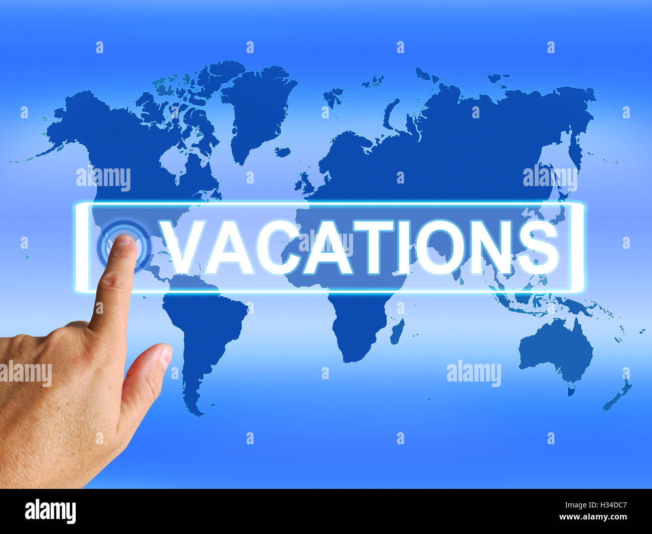 Urlaub Karte bedeutet Online Planung oder weltweite Urlaubsreisen Stockfoto