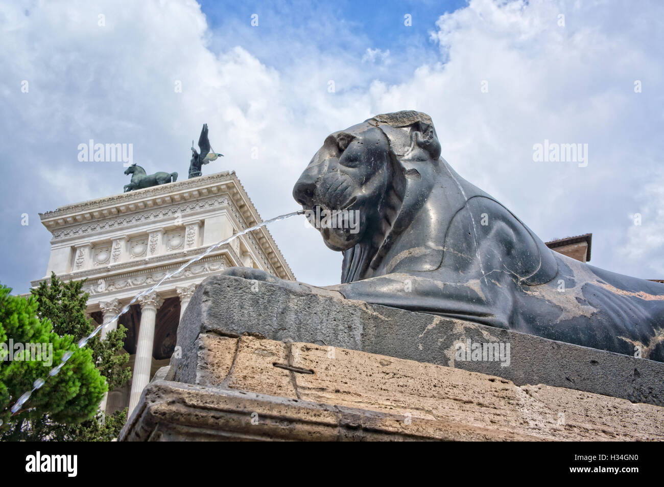 Ägyptische Löwen am Fuße der Treppe Ara Coeli - Rom Italien Stockfoto