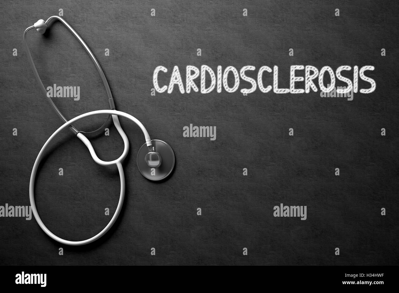 Kardiosklerose handschriftlich auf Tafel. 3D Illustration. Stockfoto