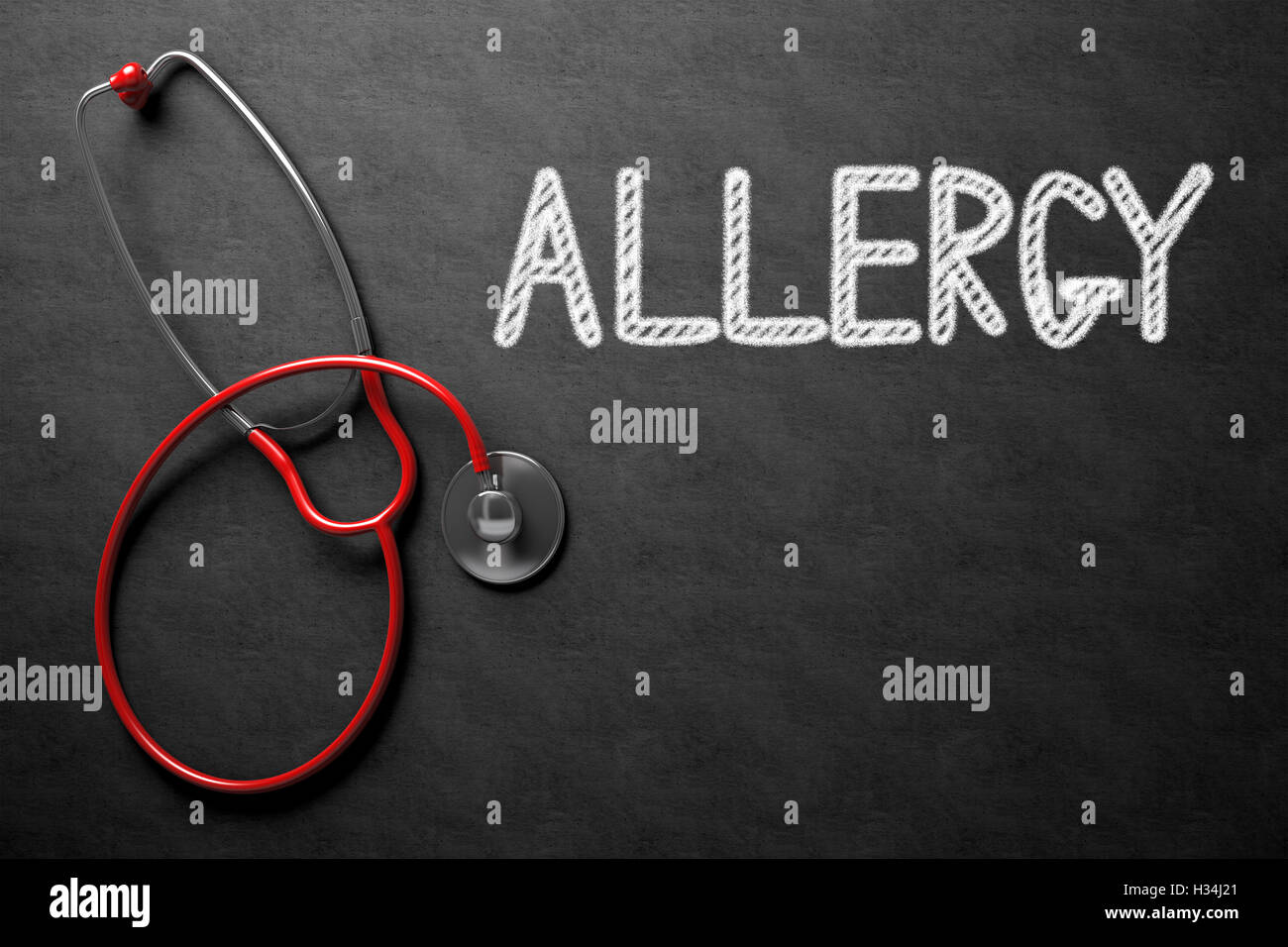 Allergie auf Tafel handgeschrieben. 3D Illustration. Stockfoto
