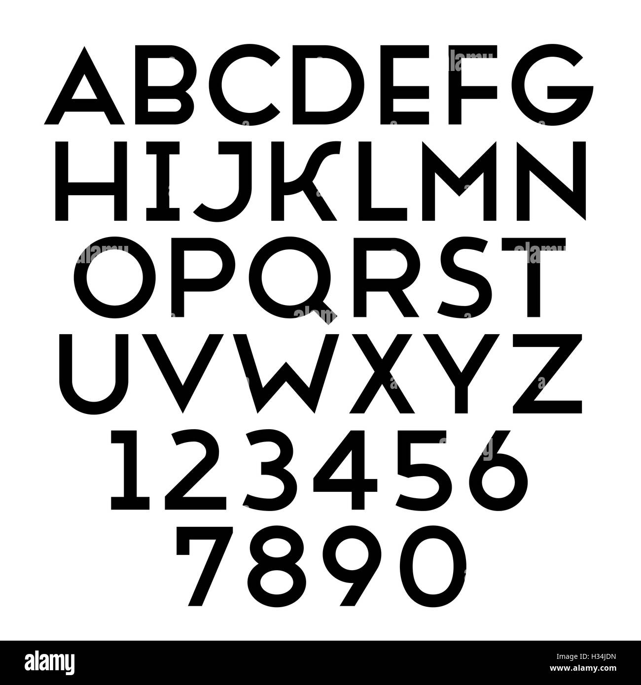 Handgemachte sans-Serif Schriftkegel. Fett dargestellt. Raster-Version. Stockfoto