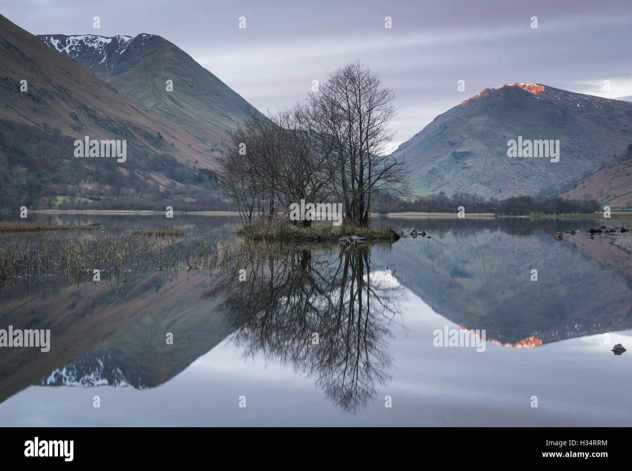 Nach wie vor Morgengrauen, Brotherswater, englischen Lake District National Park, England, UK Stockfoto