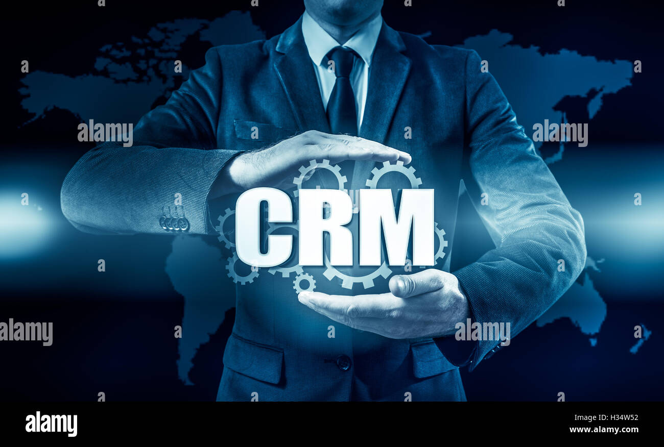 Kunde Verhältnis-Management Konzept Mann Auswahl CRM Stockfoto
