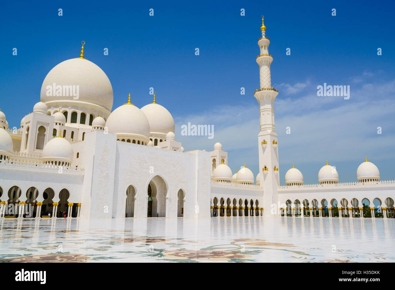 Sheikh Zayed Grand Moschee, Abu Dhabi, Vereinigte Arabische Emirate, Naher Osten Stockfoto