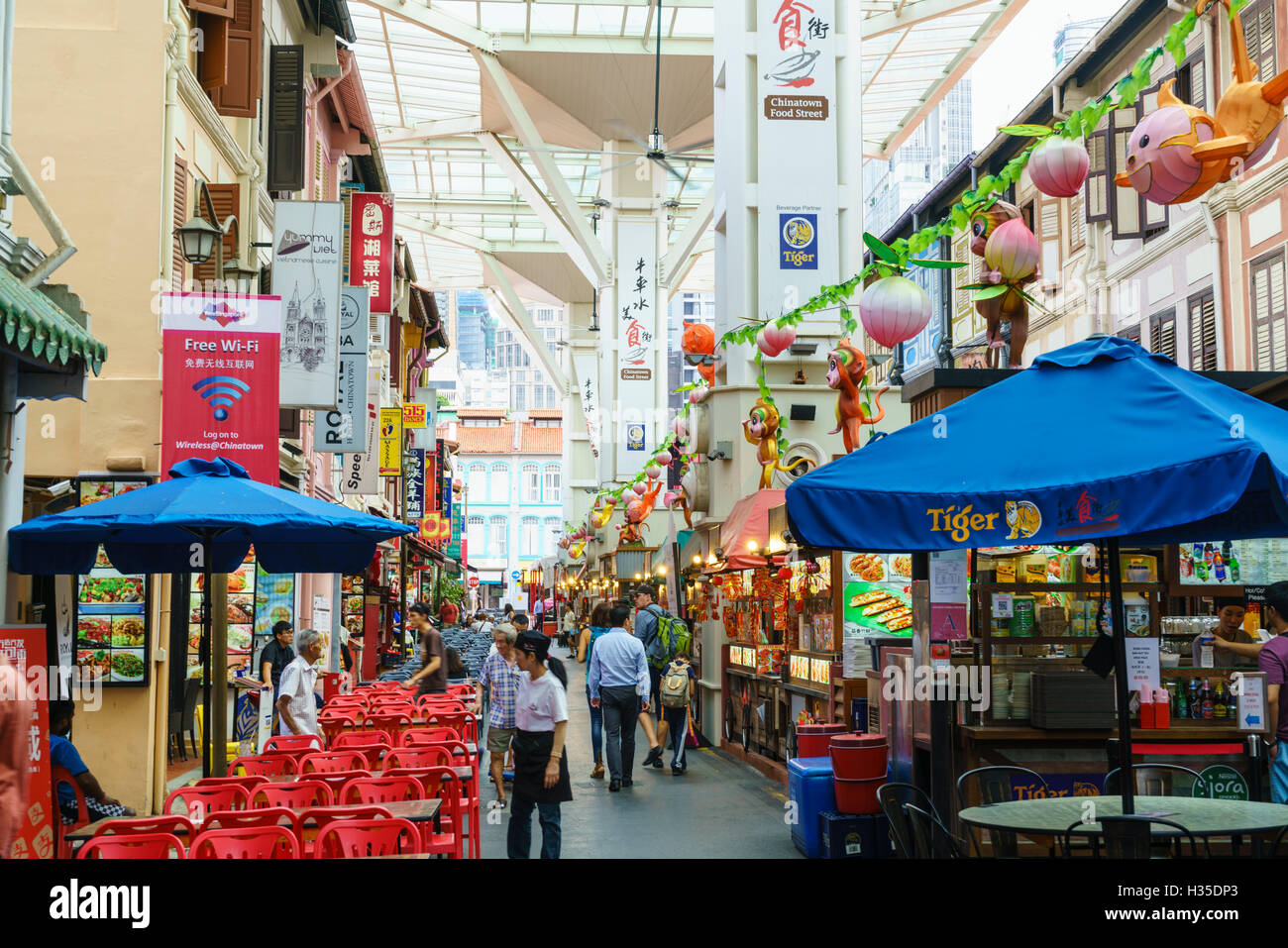 Food Street in Chinatown, Singapur Stockfoto