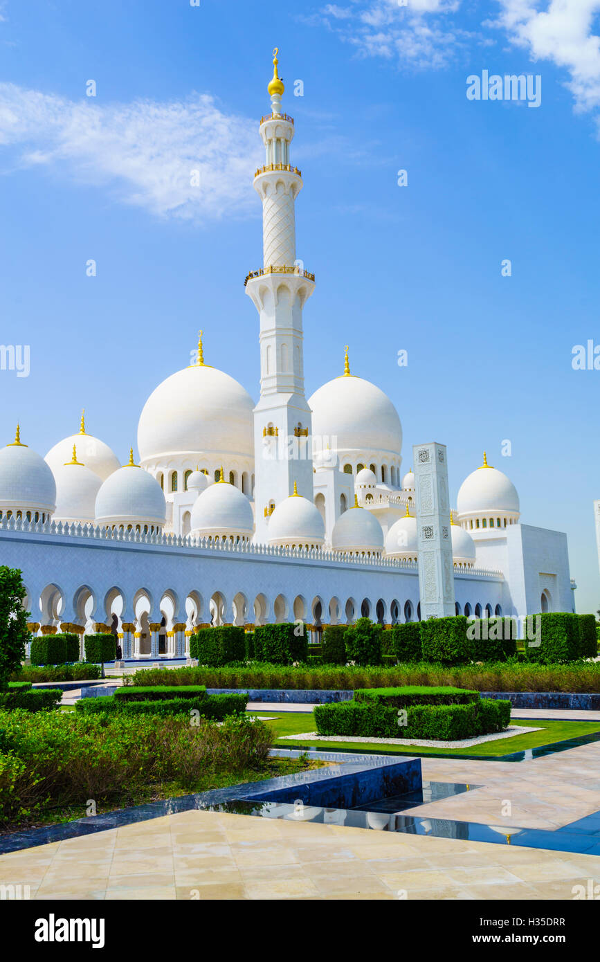 Sheikh-Zayed-Moschee, Abu Dhabi, Vereinigte Arabische Emirate, Naher Osten Stockfoto