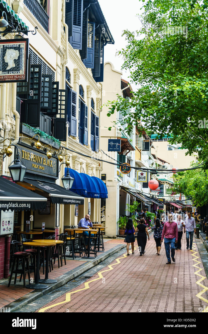 Bars und Restaurants in Boat Quay, Singapur Stockfoto