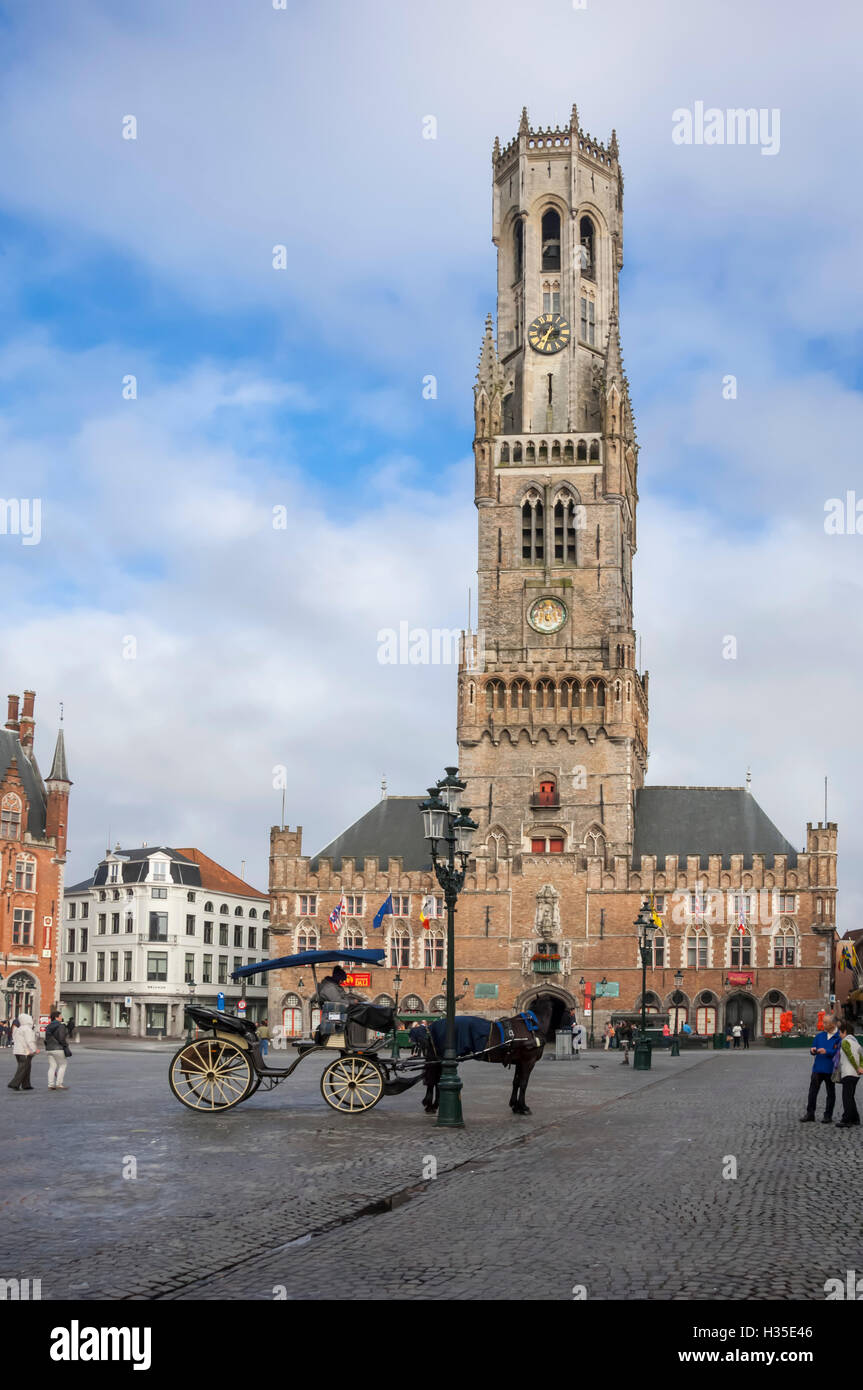 Glockenturm, Market Place, Brügge, UNESCO, Belgien Stockfoto