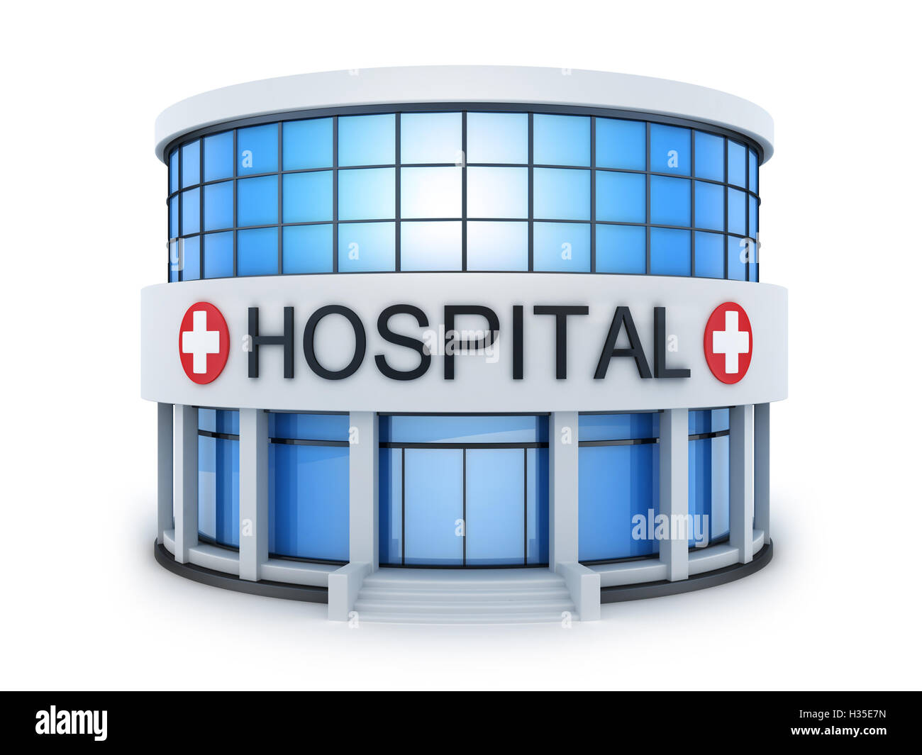 Kleines Build-Krankenhaus (in 3D-Rendering getan) Stockfoto