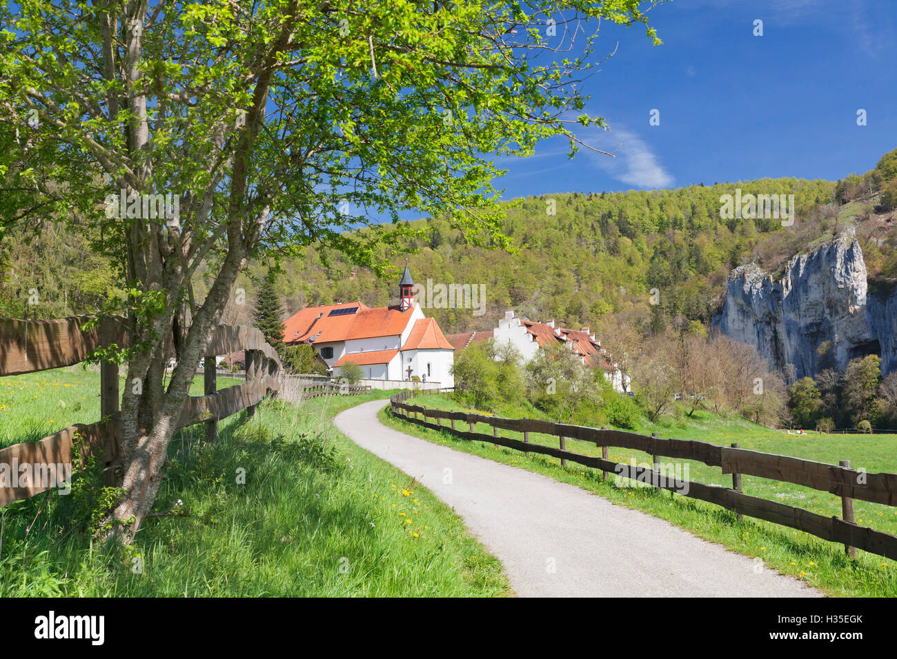 St. Georg Kapelle, Kaeppeler Hof, Thiergarten, Naturpark obere Donau, Donautal, Schwäbische Alb, Baden-Württemberg, Deutschland Stockfoto