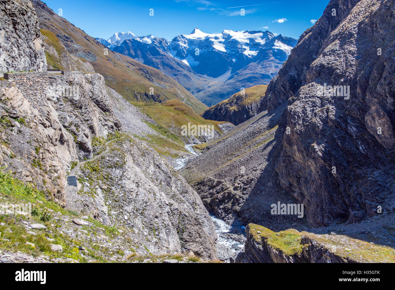 Blickrichtung Süden von Col d'iseran verschneite Berge, Alpen Stockfoto