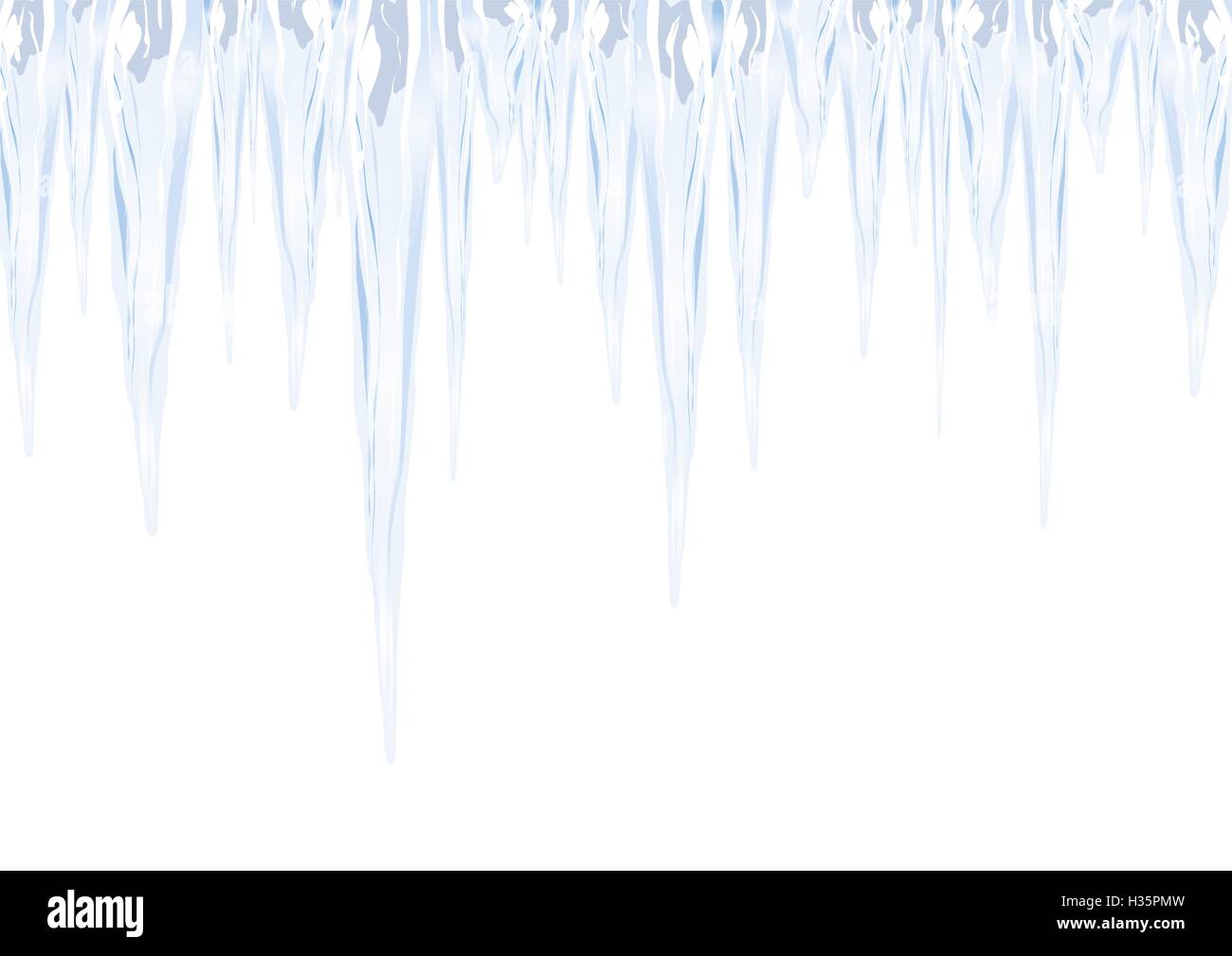 Eiszapfen als Zeichen des kalten Winters nach unten hängend Stock Vektor