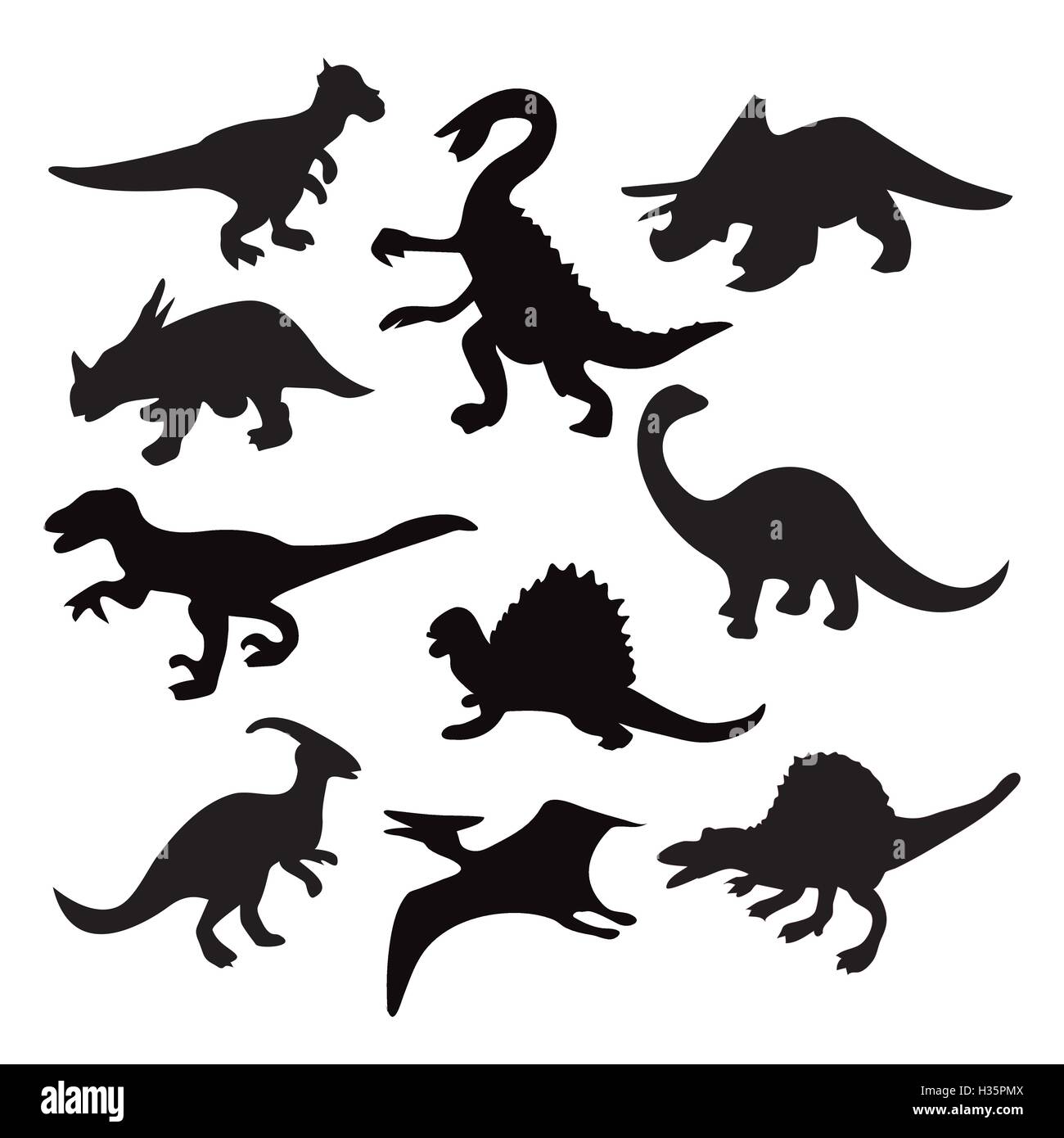 verschiedenen Dinosaurier silhouette Stock Vektor