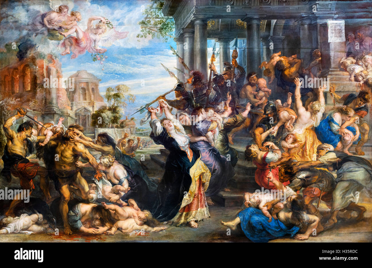 Das Massaker der unschuldigen von Rubens (1577-1640). Öl auf Leinwand, c.1638 Stockfoto