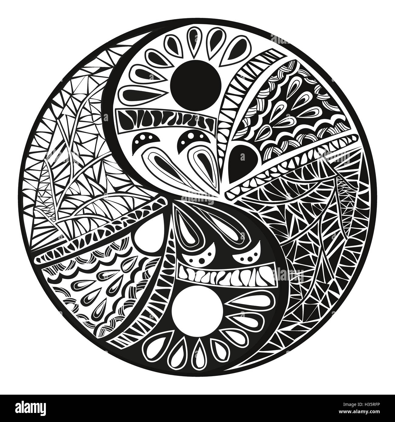 Yin Yang Tattoo Design Symbol Vektor-illustration Stock Vektor