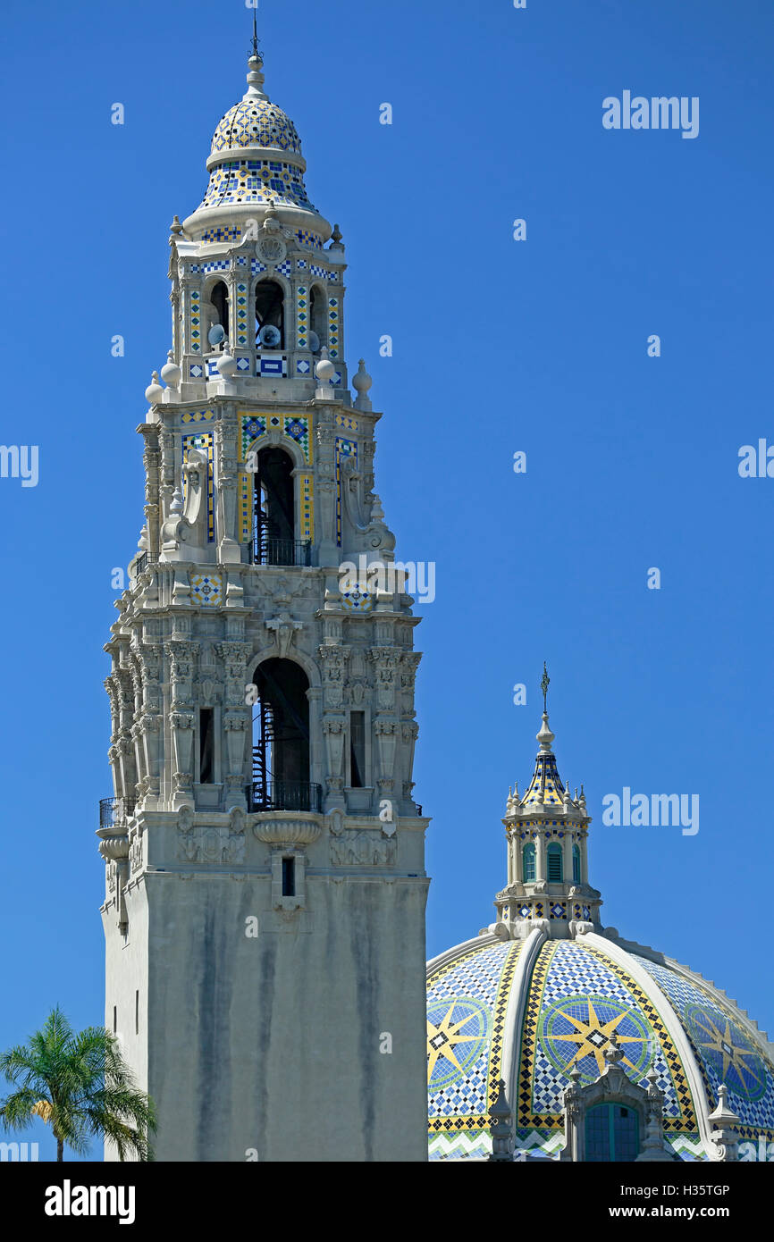 Turm und Kuppel, San Diego Museum of Man, Balboa Park, San Diego, Kalifornien USA Stockfoto
