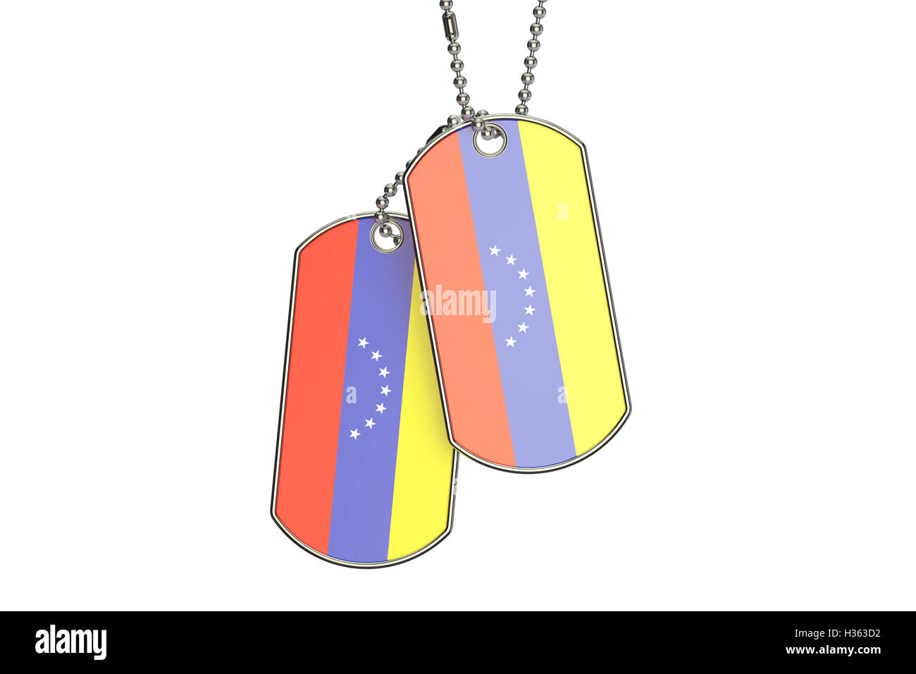 Venezolanische Dog Tags, 3D-Rendering isolierten auf weißen Hintergrund Stockfoto